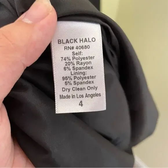 Black Halo Eve Wren V-Neck Peplum Gown in Black SIZE 4 - Picture 13 of 14